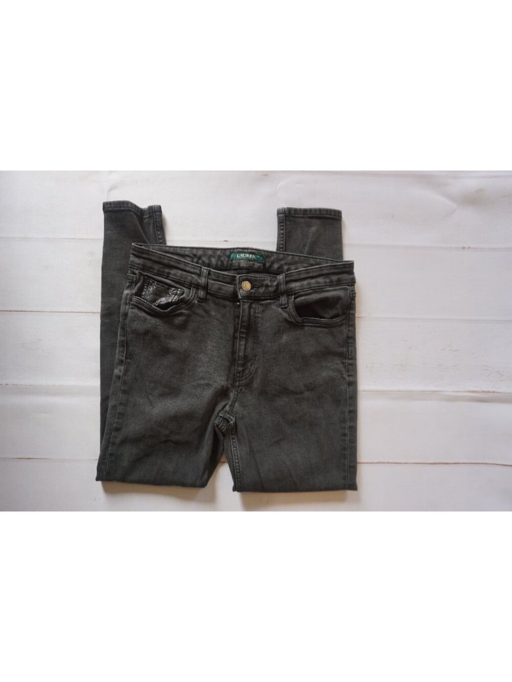 Lauren Ralph Lauren Women's Gray Skinny Ankle Zip Jeans Size 10